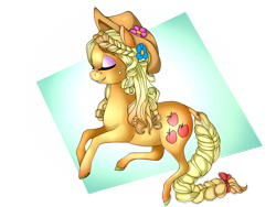 Size: 1024x768 | Tagged: safe, artist:sofilut, applejack, earth pony, pony, alternate hairstyle, female, mare, solo