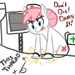 Size: 450x450 | Tagged: safe, artist:mt, nurse redheart, earth pony, pony, defibrillator, electrocardiogram, flatline, reaction image, thread