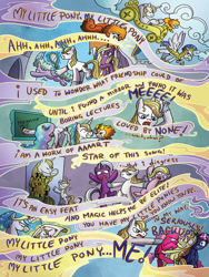 Size: 720x960 | Tagged: safe, artist:agnesgarbowska, idw, bunny (pet), prince blueblood, princess celestia, twilight sparkle, oc, oc:agnes, alicorn, earth pony, pegasus, pomeranian, pony, unicorn, spoiler:comic, spoiler:comicdeviations, background pony, comic, female, male, mare, official comic, preview, speech bubble, stallion, theme song, unnamed pony