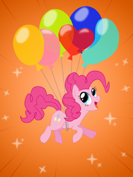 Size: 1342x1780 | Tagged: safe, artist:ectectbehho, pinkie pie, earth pony, pony, balloon, solo, then watch her balloons lift her up to the sky