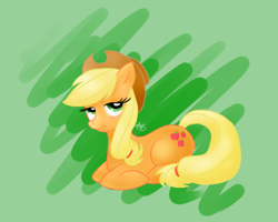 Size: 660x527 | Tagged: safe, artist:glitterypencils, applejack, earth pony, pony, applejack's hat, blonde, blonde mane, blonde tail, female, green eyes, mare, orange coat, solo