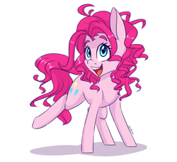 Size: 2300x2100 | Tagged: safe, artist:silbersternenlicht, pinkie pie, earth pony, pony, cute, diapinkes, female, happy, high res, mare, open mouth, signature, simple background, solo, white background