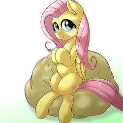 Size: 1000x1000 | Tagged: safe, artist:ushiro no kukan, fluttershy, pegasus, pony, female, mare, pink mane, solo, yellow coat