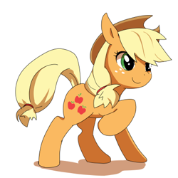 Size: 437x437 | Tagged: safe, artist:youhoujou, applejack, earth pony, pony, cute, freckles, hat, jackabetes, pixiv, simple background, solo, white background