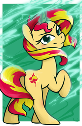 Size: 1252x1920 | Tagged: safe, artist:lilliesinthegarden, sunset shimmer, pony, unicorn, cute, female, glowing horn, looking at you, magic, mare, shimmerbetes, solo