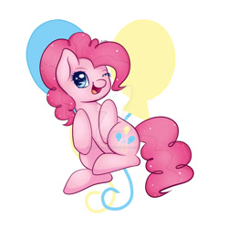 Size: 1024x1024 | Tagged: safe, artist:sellyluvsart, pinkie pie, earth pony, pony, balloon, chibi, cute, diapinkes, solo