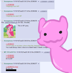 Size: 636x640 | Tagged: safe, artist:mt, pinkie pie, earth pony, pony, /mlp/, 4chan, ditto, meta, pokémon, ponified, text