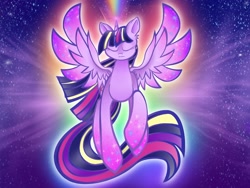 Size: 2048x1536 | Tagged: safe, artist:technicolor-confetti, derpibooru import, twilight sparkle, twilight sparkle (alicorn), alicorn, pony, twilight's kingdom, female, mare, rainbow power, solo