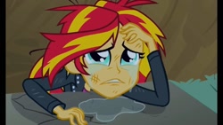 Size: 1280x720 | Tagged: safe, screencap, sunset shimmer, equestria girls, equestria girls (movie), sad, solo, sunsad shimmer