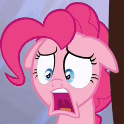 Size: 564x564 | Tagged: safe, screencap, pinkie pie, earth pony, pony, the one where pinkie pie knows, animated, floppy ears, head shake, loop, open mouth, screaming, uvula