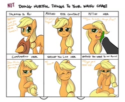 Size: 1600x1300 | Tagged: safe, applejack, oc, oc:anon, earth pony, pony, crying, cute, doing loving things, hat, heart eyes, hnnng, jackabetes, meme, petting, tears of joy, wingding eyes