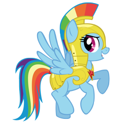 Size: 4000x4000 | Tagged: safe, artist:ns4j19y, derpibooru import, rainbow dash, pegasus, pony, armor, element of loyalty, female, flying, helmet, mare, open mouth, royal guard armor, simple background, smiling, solo, transparent background, vector, wings