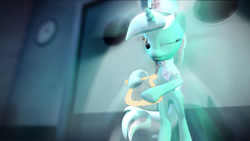 Size: 1191x670 | Tagged: safe, artist:wawor, derpibooru import, lyra heartstrings, pony, 3d, bipedal, gmod, lyre, nurse, solo, wallpaper, wink