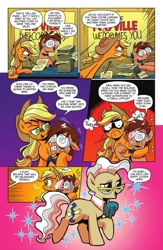 Size: 974x1497 | Tagged: safe, idw, applejack, mayor mare, earth pony, pony, spoiler:comic, spoiler:comicff15, death stare, idw advertisement, preview, sparkles, tadwell