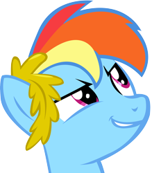 Size: 4374x5000 | Tagged: safe, artist:suxtonhael, derpibooru import, rainbow dash, pegasus, pony, the best night ever, bust, female, looking at something, looking up, mare, simple background, smiling, solo, transparent background, vector