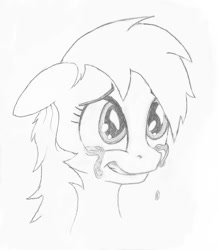 Size: 509x580 | Tagged: safe, artist:friendshipishorses, derpibooru import, rainbow dash, pegasus, pony, crying, monochrome, solo, traditional art