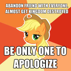 Size: 600x600 | Tagged: safe, applejack, earth pony, pony, a canterlot wedding, advice meme, engrish, exploitable meme, female, mare, meme, meta