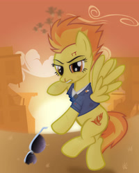 Size: 4000x5000 | Tagged: safe, artist:darthzew, derpibooru import, spitfire, blood, glasses, solo, wonderbolts uniform