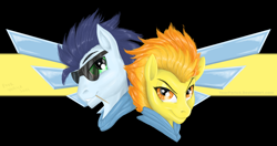 Size: 1472x780 | Tagged: safe, artist:pooryorick, derpibooru import, soarin', spitfire, wonderbolts