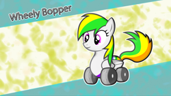 Size: 1920x1080 | Tagged: safe, artist:marcosms88, derpibooru import, oc, oc only, oc:wheely bopper, original species, solo, wallpaper, wheelpone