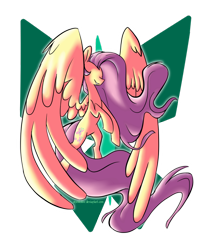 Size: 1024x1157 | Tagged: safe, artist:snowolive, fluttershy, pegasus, pony, flying, impossibly large wings, large wings, long mane, long tail, no eyes, smiling, solo, spread wings