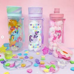 Size: 558x555 | Tagged: safe, derpibooru import, pinkie pie, rainbow dash, twilight sparkle, twilight sparkle (alicorn), alicorn, earth pony, pegasus, pony, claire's, irl, official, photo, water bottle