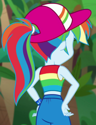 Size: 720x937 | Tagged: safe, derpibooru import, screencap, rainbow dash, better together, equestria girls, spring breakdown, ass, butt, cropped, female, geode of super speed, magical geodes, rainbutt dash, solo