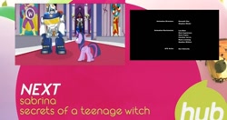 Size: 1292x680 | Tagged: safe, derpibooru import, twilight sparkle, twilight sparkle (alicorn), alicorn, pony, twilight's kingdom, chase (transformers), crossover, female, littlest pet shop, mare, official, optimus prime, sunil nevla, the hub, transformers, transformers rescue bots