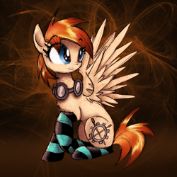 Size: 900x900 | Tagged: safe, artist:foxinshadow, artist:kairaanix, oc, oc only, clothes, goggles, socks, solo, striped socks