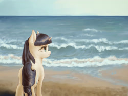 Size: 4000x3000 | Tagged: safe, artist:plotcore, rarity, pony, unicorn, alternate hairstyle, atg 2017, beach, beautiful, female, mare, newbie artist training grounds, smiling, solo, water