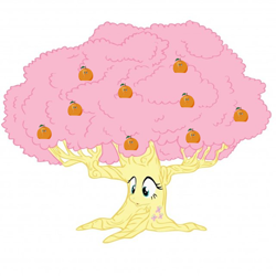 Size: 1130x1130 | Tagged: safe, fluttershy, pegasus, pony, what about discord?, asexual, dendrification, flutterrange, fluttertree, food, not salmon, orange, orange tree, orangified, simple background, transformation, tree, wat, what has science done, white background