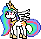 Size: 141x132 | Tagged: safe, artist:mega-poneo, princess celestia, alicorn, pony, female, mare, megaman, megapony, pixel art, simple background, solo, sprite, transparent background