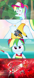 Size: 1275x2867 | Tagged: safe, artist:redstriker23424, derpibooru import, edit, edited screencap, screencap, rainbow dash, better together, equestria girls, i'm on a yacht, spring breakdown, dashie morphs, go-busters, morphing, power rangers, power rangers beast morphers, red buster, red ranger, super sentai, tokumei sentai go-busters, updated