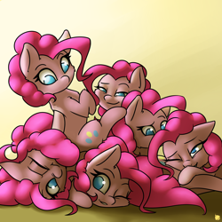 Size: 3600x3600 | Tagged: safe, artist:captainpudgemuffin, pinkie pie, earth pony, pony, too many pinkie pies, clone, cuddle puddle, cuddling, cute, diapinkes, female, fun fun fun, mare, multeity, pinkie clone, pony pile, snuggling, too much pink energy is dangerous