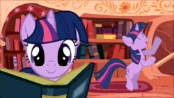 Size: 640x360 | Tagged: safe, derpibooru import, twilight sparkle, animated, dancing, duality, let's dance in the background, self ponidox