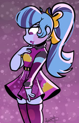 Size: 1024x1603 | Tagged: safe, artist:befishproductions, sonata dusk, better together, equestria girls, find the magic, clothes, cute, dress, ponytail, socks, solo, sonatabetes, taco dress, thigh highs