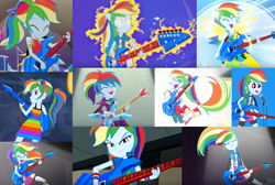 Size: 1714x1150 | Tagged: safe, derpibooru import, editor:dashiewashiemlp, screencap, rainbow dash, better together, equestria girls, friendship through the ages, guitar centered, legend of everfree, rainbow rocks, spring breakdown, all good (song), awesome as i want to be, better than ever, clothes, collage, guitar, legend you were meant to be, musical instrument, rock, welcome to the show