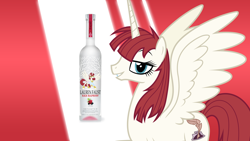 Size: 2000x1124 | Tagged: safe, artist:4suit, derpibooru import, oc, oc only, oc:fausticorn, bottle, lauren faust, solo, vector, wallpaper