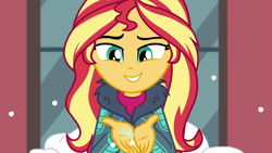 Size: 1920x1080 | Tagged: safe, screencap, sunset shimmer, better together, equestria girls, holidays unwrapped, blizzard or bust, snow, water memory