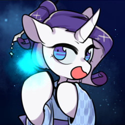 Size: 512x512 | Tagged: safe, artist:snowillusory, rarity, pony, unicorn, alternate hairstyle, clothes, female, kimono (clothing), mare, open mouth, solo