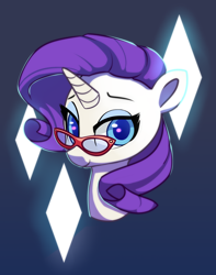 Size: 3000x3805 | Tagged: safe, artist:lilfunkman, rarity, pony, unicorn, bust, cutie mark background, female, glasses, looking at you, mare, portrait, solo