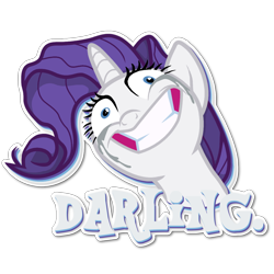 Size: 1166x1166 | Tagged: safe, artist:ljdamz1119, rarity, pony, unicorn, fame and misfortune, caption, crying, crying inside, darling, derp, face, faic, grin, insanity, rarisnap, sad, simple background, smiling, solo, transparent background, vector, why i'm creating a gown darling