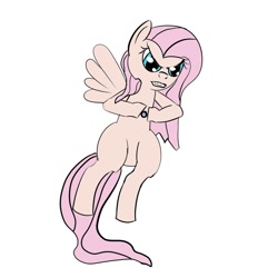 Size: 708x708 | Tagged: safe, fluttershy, pegasus, pony, angry, flight, solo, spirit bomb