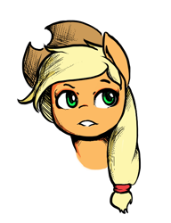 Size: 500x650 | Tagged: safe, artist:hot headed clover, applejack, earth pony, pony, blonde mane, female, hat, mare, orange coat, solo