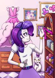 Size: 1600x2263 | Tagged: safe, artist:ghostlymarie, opalescence, rarity, equestria girls, da scribble challenge, deviantart, female, scissors