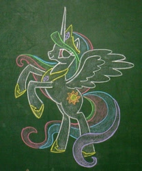 Size: 1739x2087 | Tagged: safe, artist:azdaracylius, ponerpics import, princess celestia, alicorn, pony, chalk drawing, female, mare, solo, traditional art