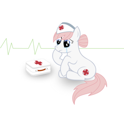 Size: 1054x1054 | Tagged: safe, artist:crimsonlynx97, nurse redheart, case, crying, electrocardiogram, flatline, hat, red cross, sad, simple background, solo, white background