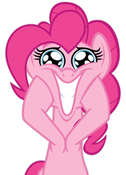 Size: 1440x2000 | Tagged: safe, artist:cheezedoodle96, derpibooru exclusive, pinkie pie, earth pony, pony, the mane attraction, .svg available, bipedal, excited, eye shimmer, faic, female, hooves on face, mare, simple background, smiling, solo, svg, transparent background, vector, wide eyes