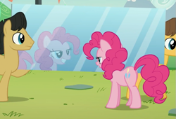 Size: 683x465 | Tagged: safe, screencap, caramel, cherry cola, cherry fizzy, pinkie pie, earth pony, pony, the mane attraction, mirror