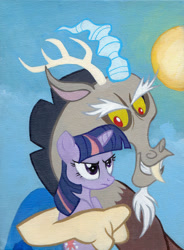 Size: 600x815 | Tagged: safe, artist:thepingaslord, derpibooru import, discord, twilight sparkle, acrylic painting, irl, painting, traditional art